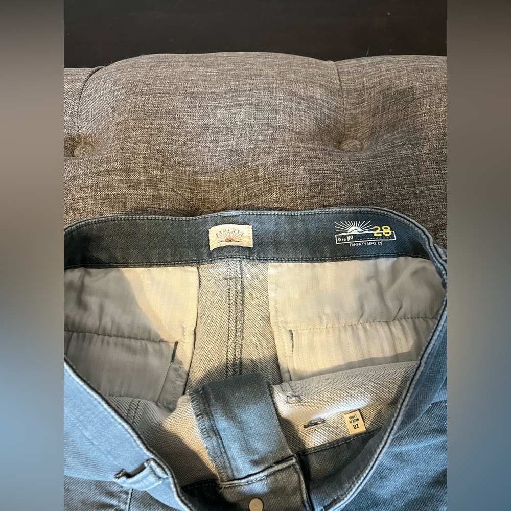 Faherty Stretch Terry Shorts Size 28 Ocean Glass - Picture 5 of 6
